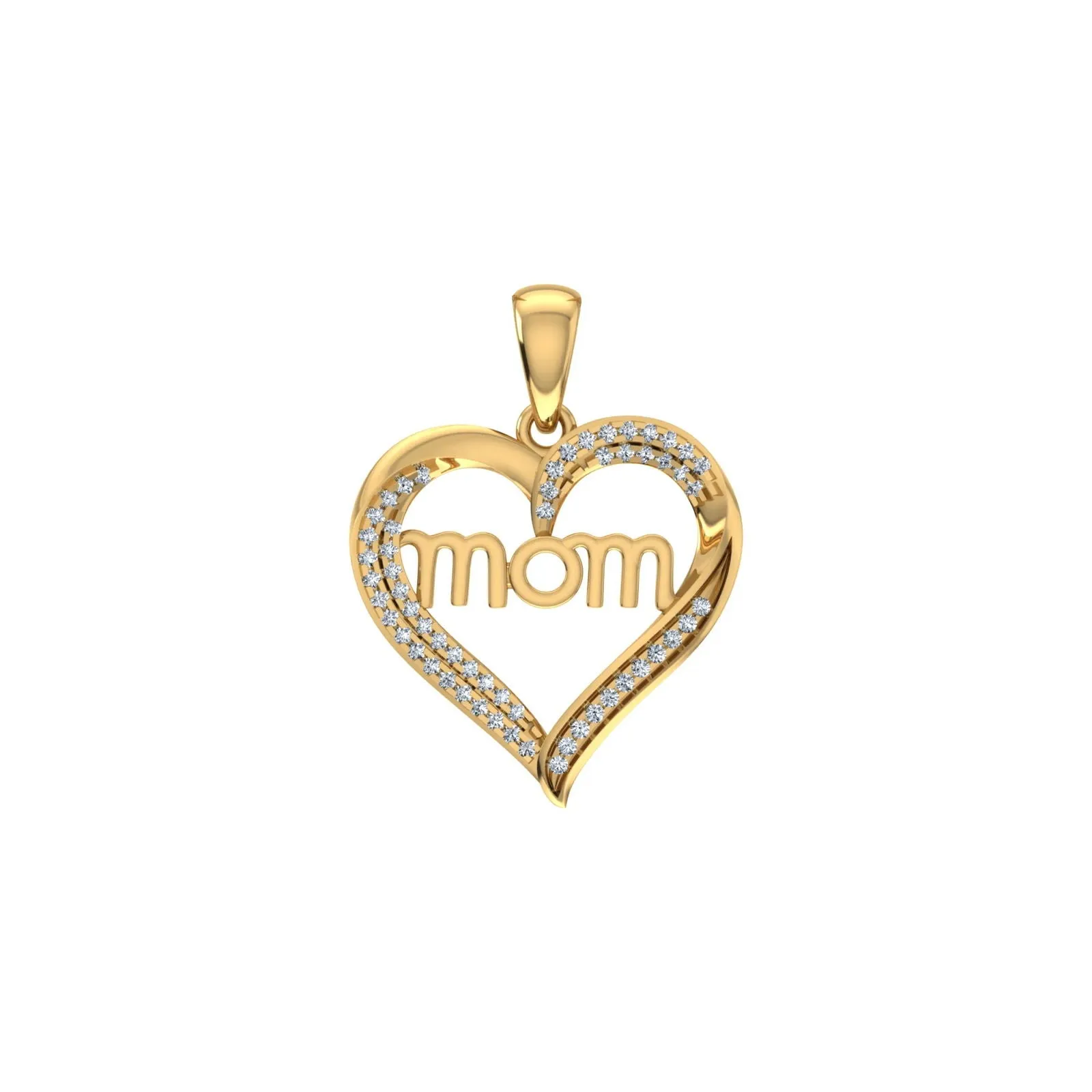 Diamond Heart Pendant Mom 10K Gold Charm Gift Womens Gift sold by Master Of Bling