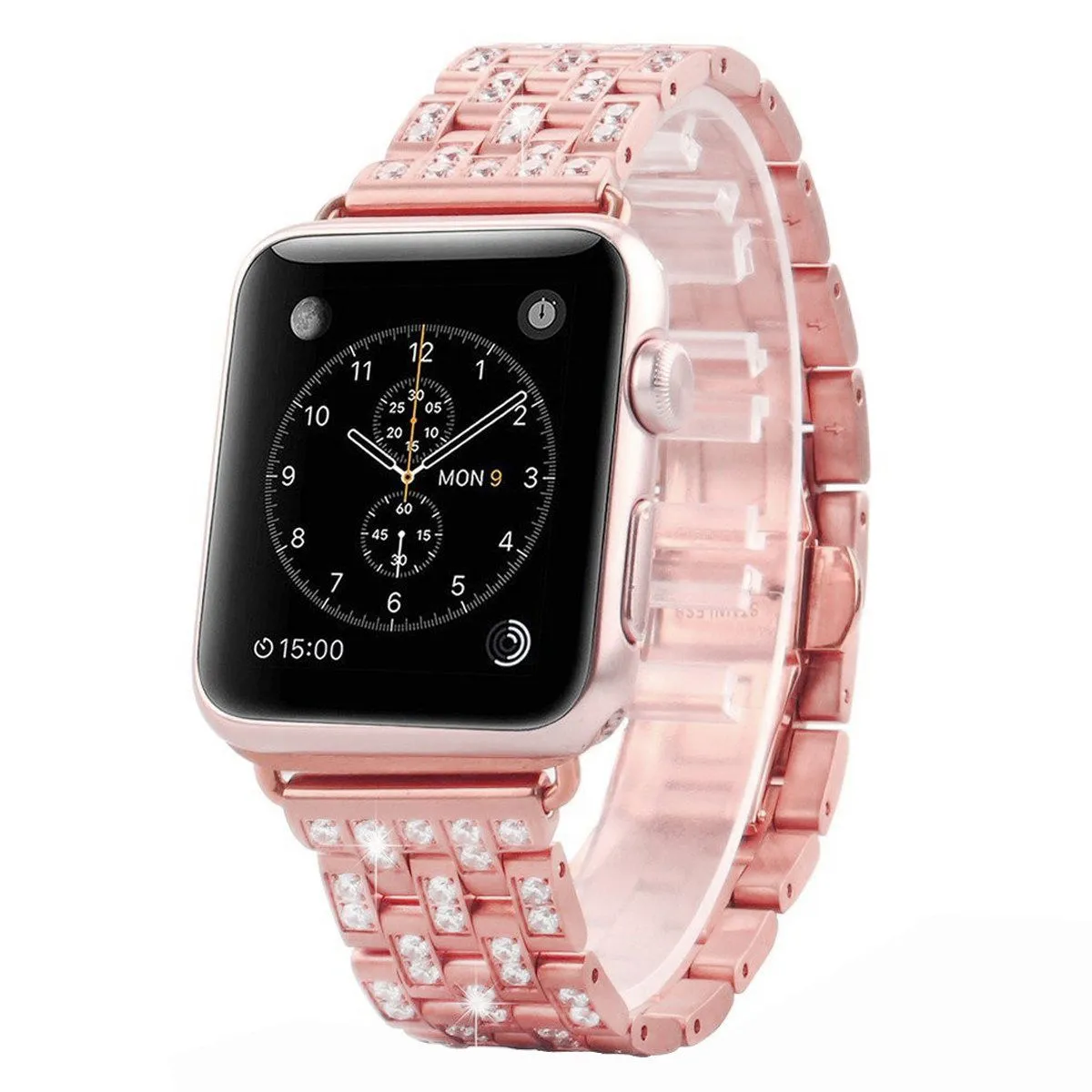 14k Rose Gold Finish 42mm Steel Apple Watch Band sold by Master Of Bling product image thumbnail 2
