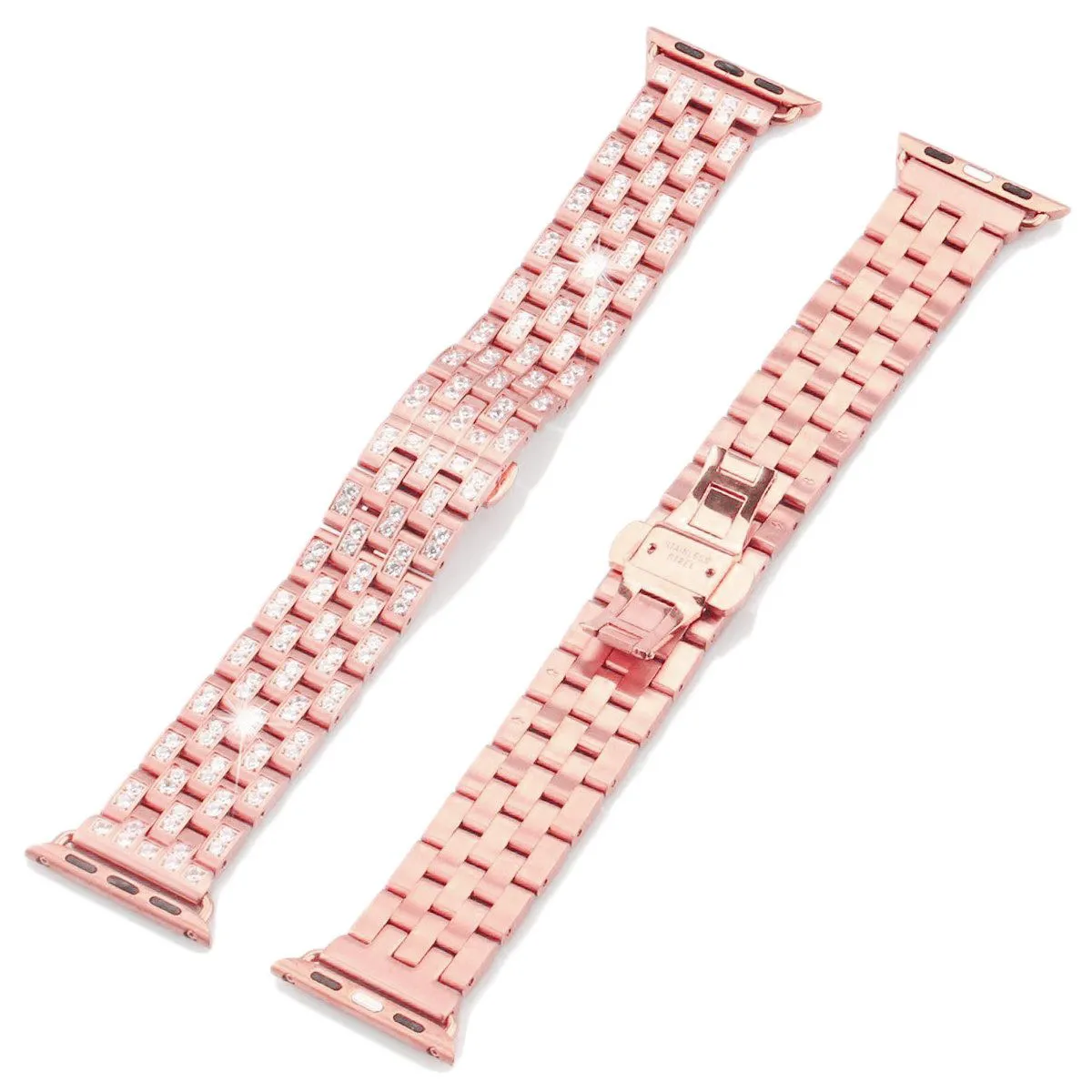 14k Rose Gold Finish 42mm Steel Apple Watch Band sold by Master Of Bling product image thumbnail 4