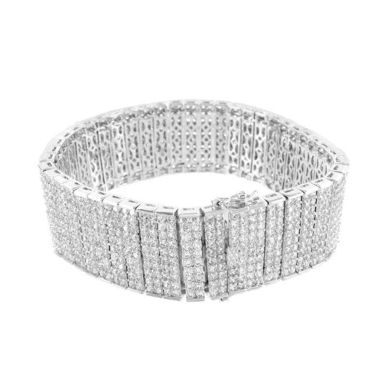 White Gold Finish 2 Row Bling Ice Bracelet sold by Master Of Bling