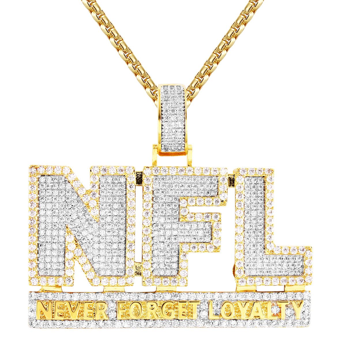 Mens Never Forget Loyalty Bling Double Layer Two Tone Pendant sold by Master Of Bling product image thumbnail 3