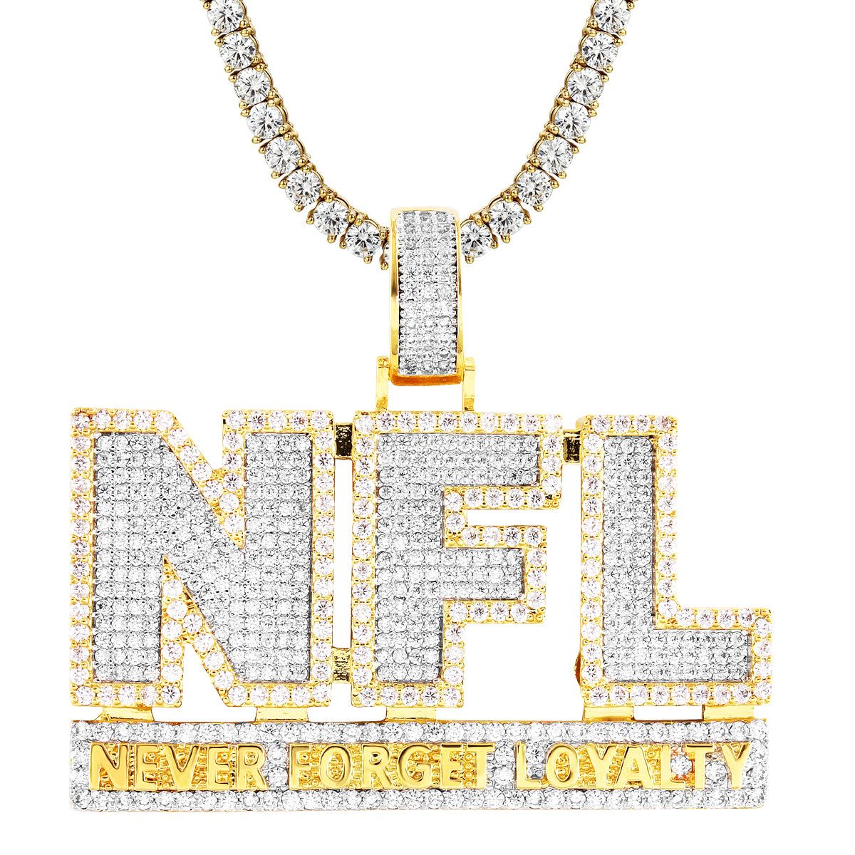 Mens Never Forget Loyalty Bling Double Layer Two Tone Pendant sold by Master Of Bling product image thumbnail 5