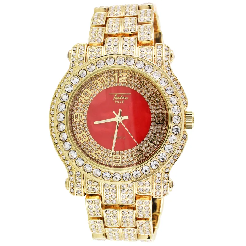 Mens Custom Design Red Face Adjustable Links Steel Back Watch sold by Master Of Bling