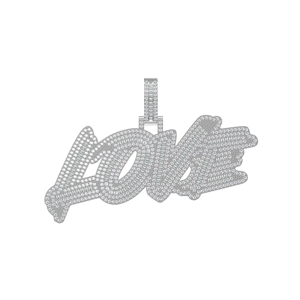 Moissanite Diamond Love Pendant Custom Women Men Jewelry 925 Silver sold by Master Of Bling