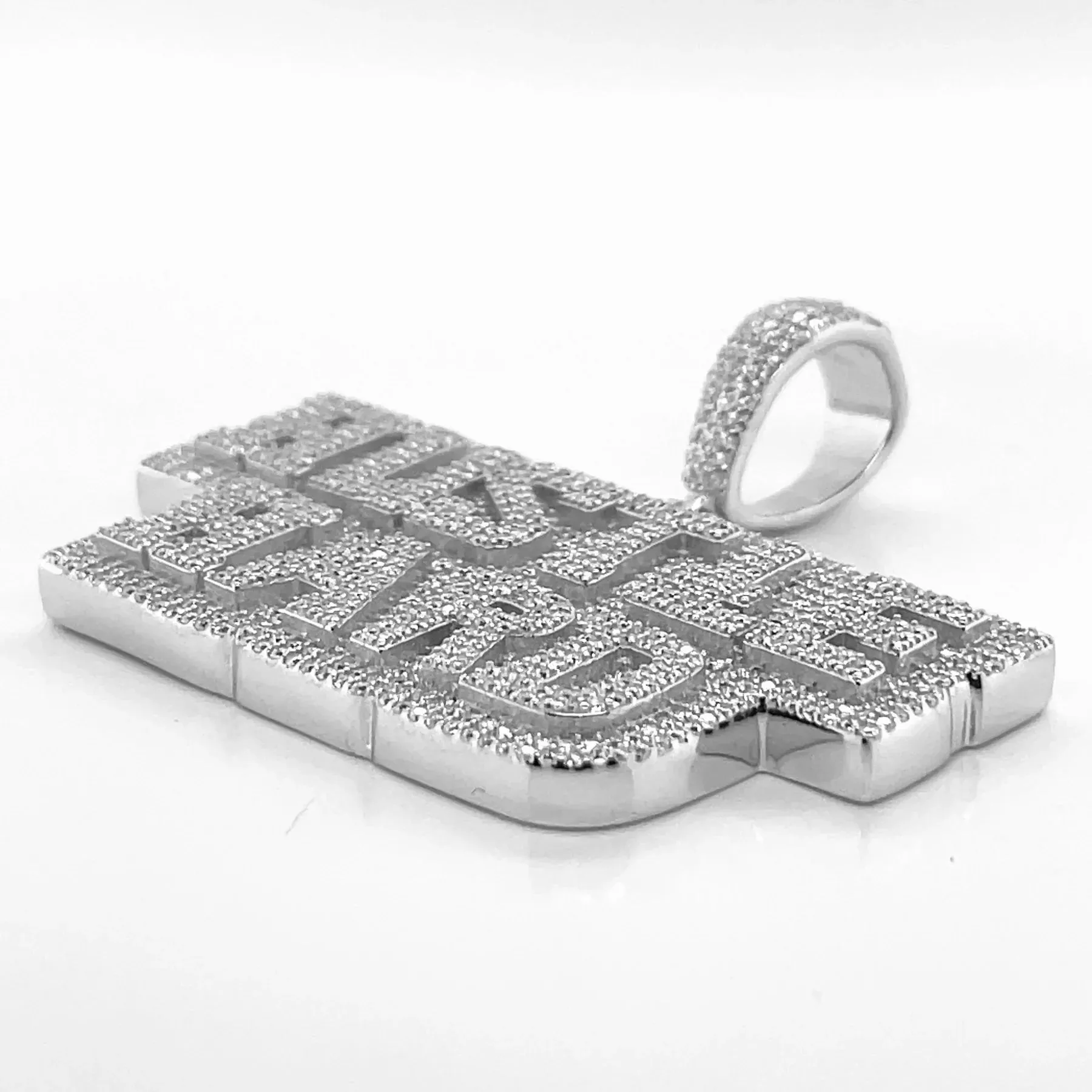 Moissanite Diamond Hustle Hard Pendant Custom Iced 925 Silver sold by Master Of Bling product image thumbnail 3