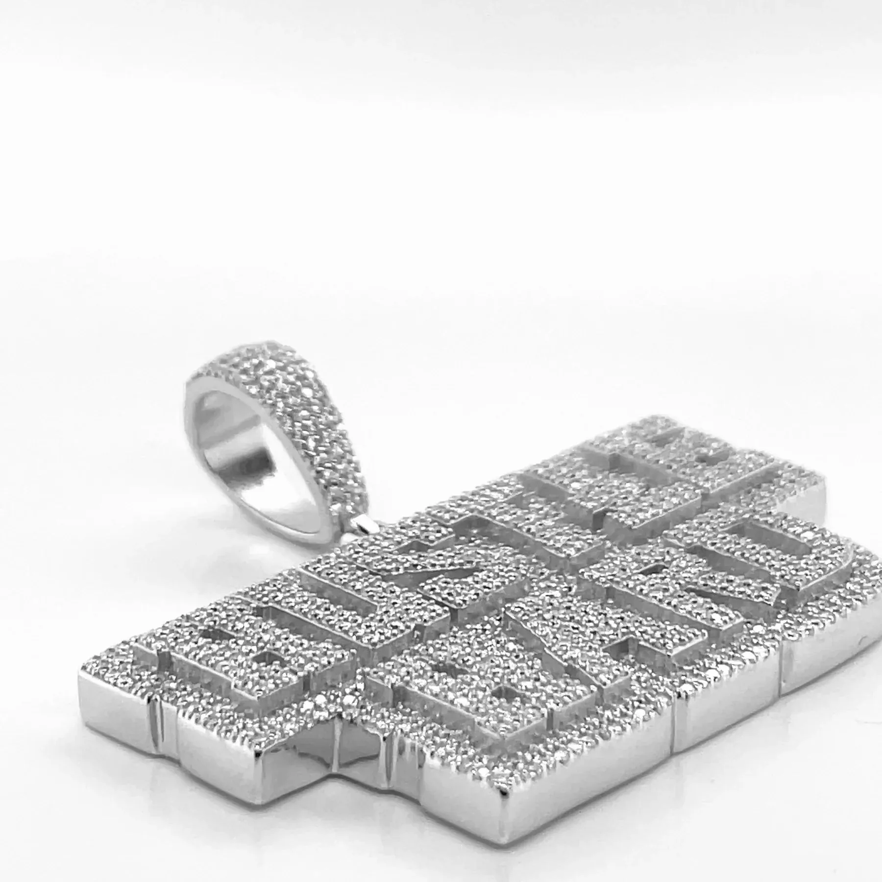 Moissanite Diamond Hustle Hard Pendant Custom Iced 925 Silver sold by Master Of Bling product image thumbnail 2