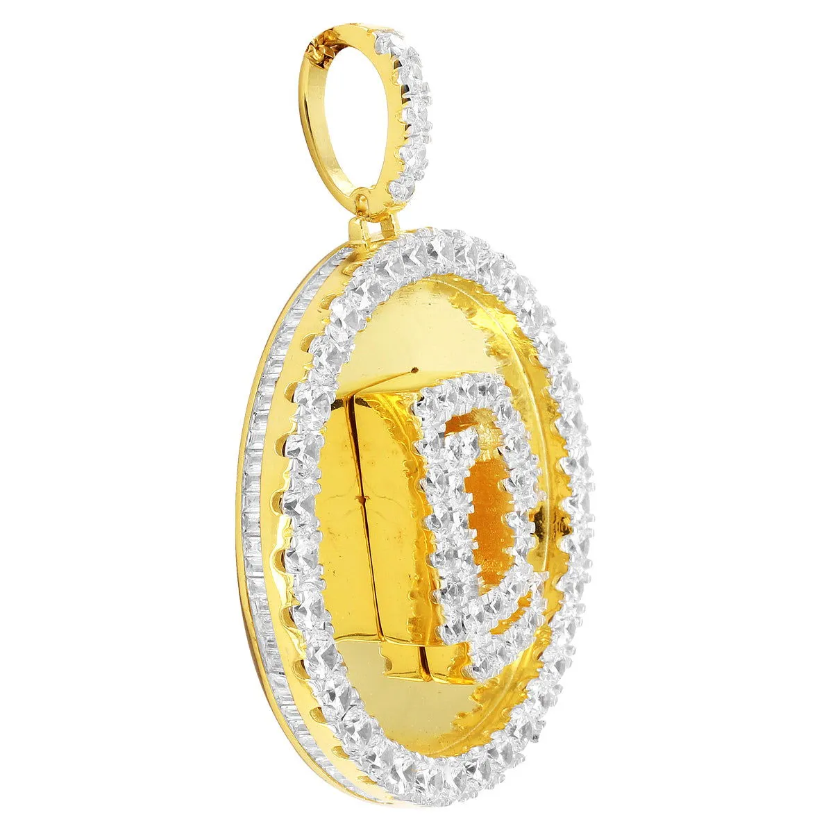 Gold Tone Dream Chasers Solitaire Silver Hustler Pendant sold by Master Of Bling product image thumbnail 2