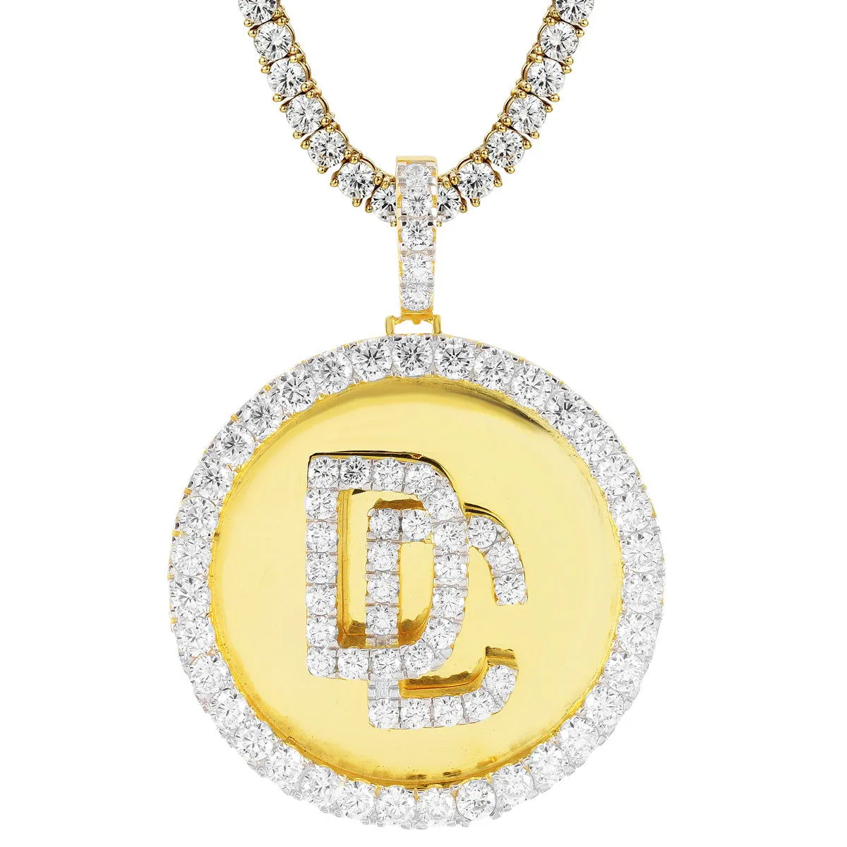 Gold Tone Dream Chasers Solitaire Silver Hustler Pendant sold by Master Of Bling product image thumbnail 4