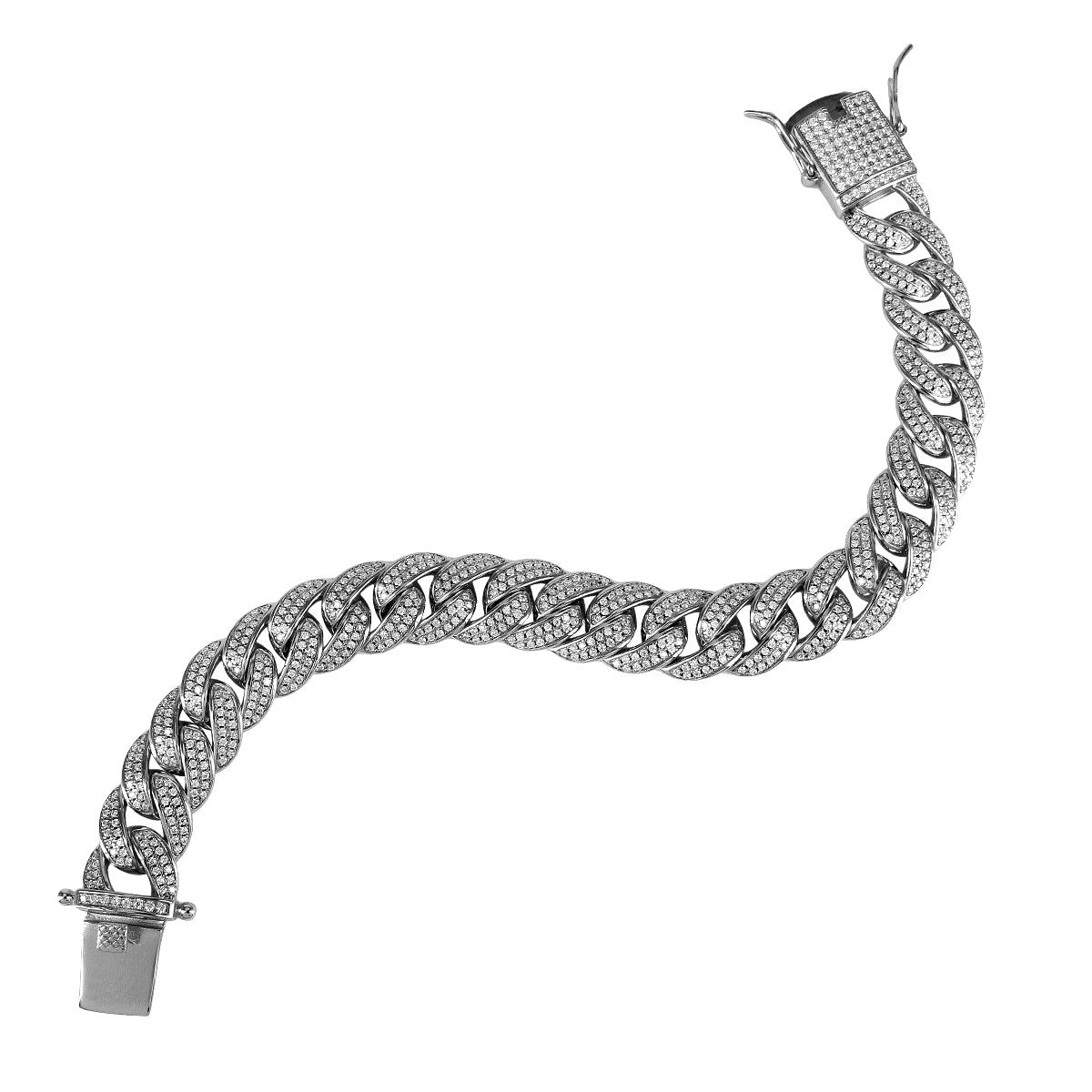 Men's .925 Moissanite Diamond 12mm Miami Cuban Icy Bracelet sold by Master Of Bling