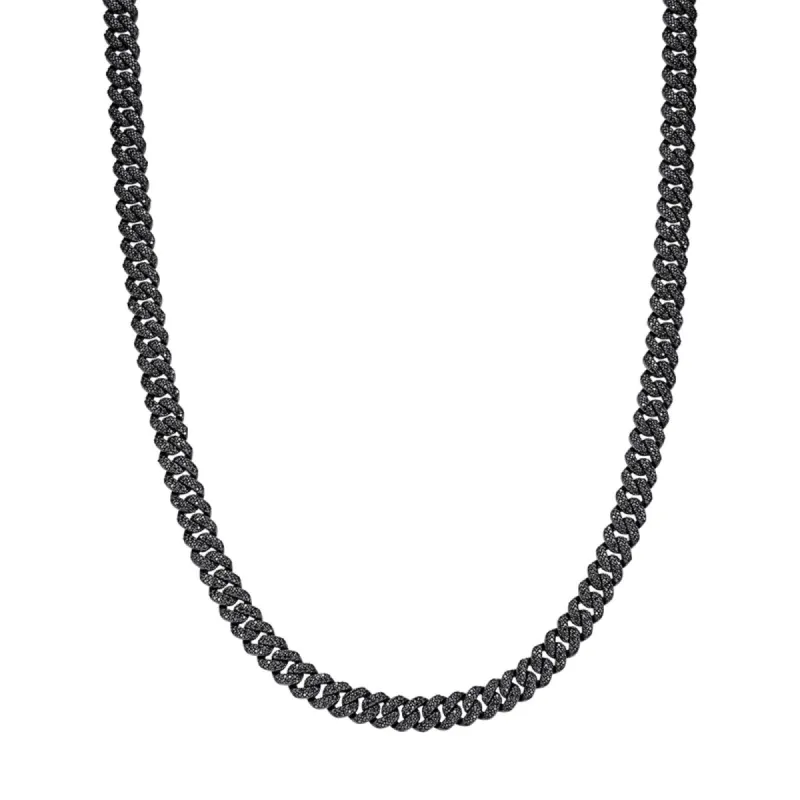925 Silver 8mm Black Moissanite Miami Cuban 22 Inch Mens Necklace sold by Master Of Bling