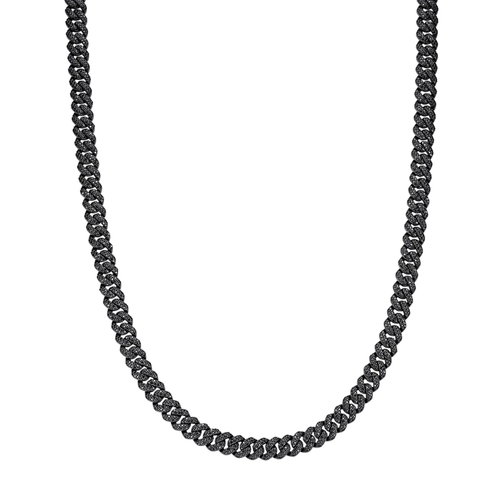 925 Silver 8mm Black Moissanite Miami Cuban 22 Inch Mens Necklace sold by Master Of Bling