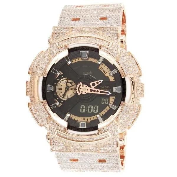 Men's G-Shock GA110RG Custom Band Bezel Rose Gold Watch sold by Master Of Bling