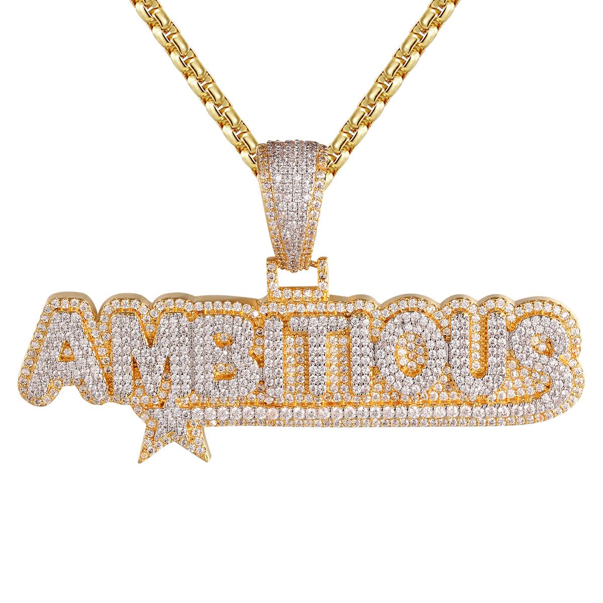 Gold Finish Ambitious Star Two Tone Bling Rapper Pendant Chain sold by Master Of Bling