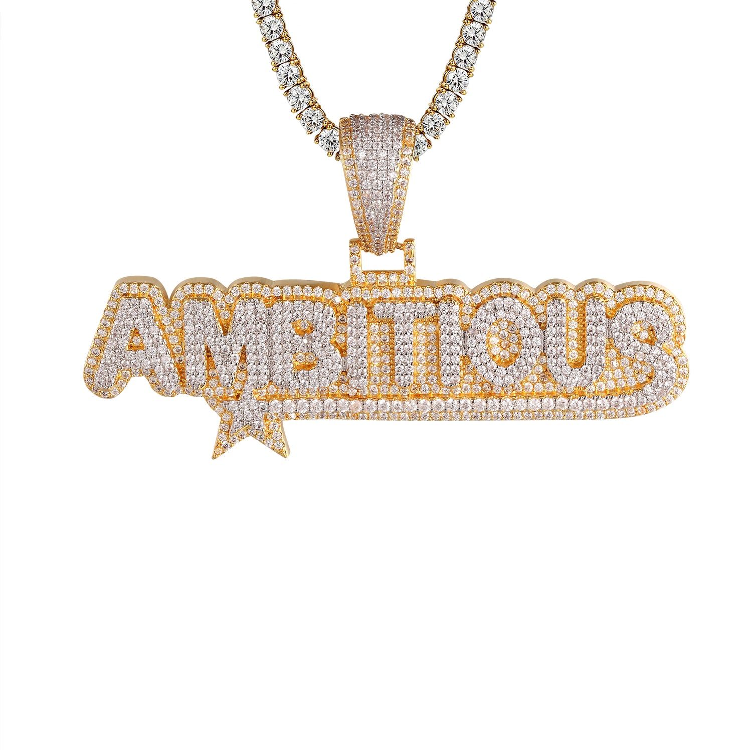Gold Finish Ambitious Star Two Tone Bling Rapper Pendant Chain sold by Master Of Bling product image thumbnail 4