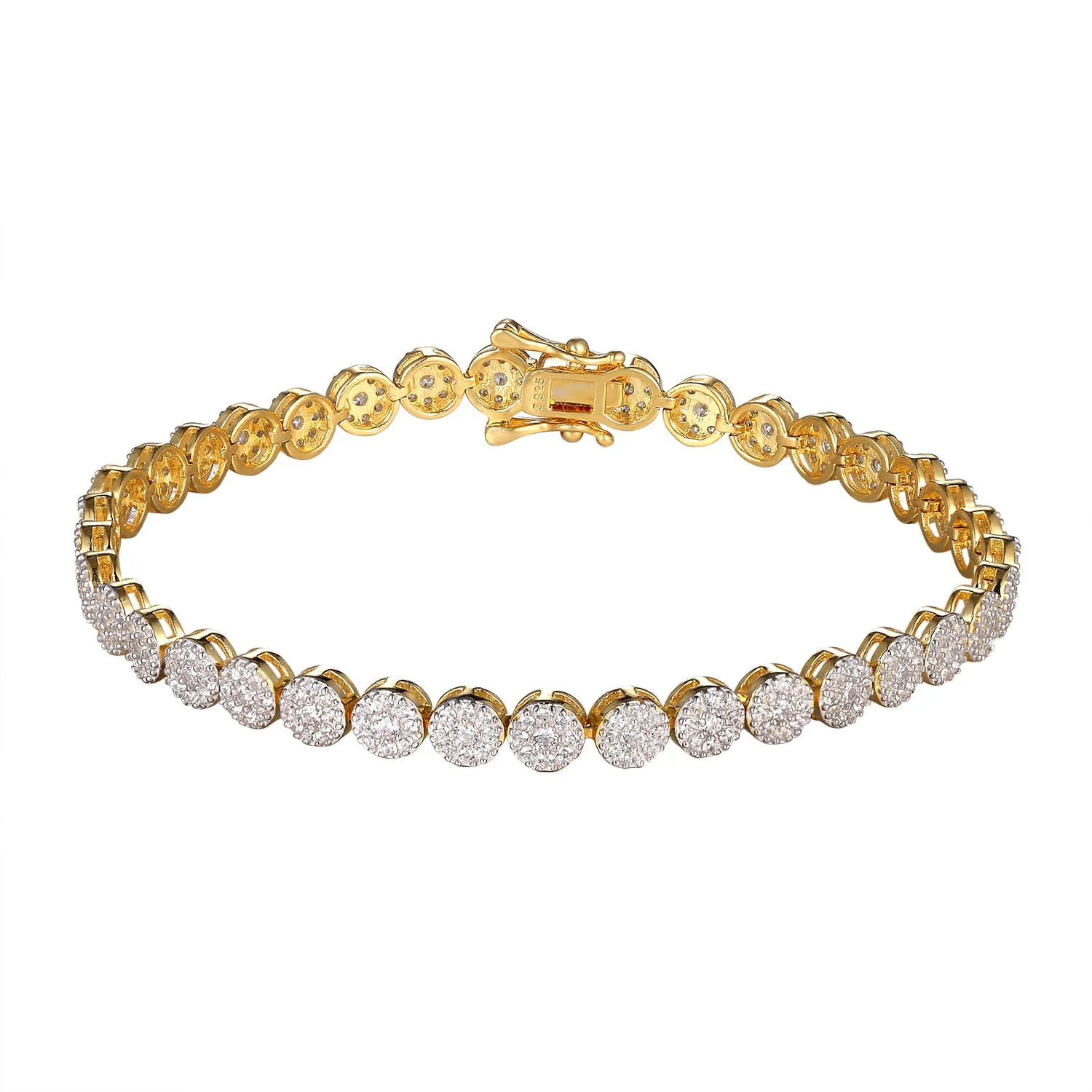 Sterling Silver Round Shape Cluster Bling Tennis Bracelet sold by Master Of Bling