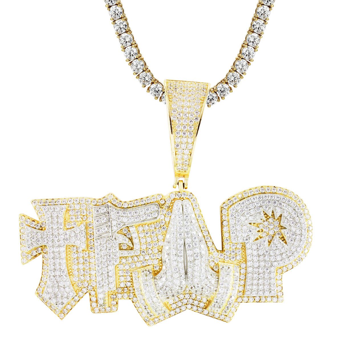 Mens Gun Trap Praying Hands Hustler Custom Designer Pendant sold by Master Of Bling product image thumbnail 4