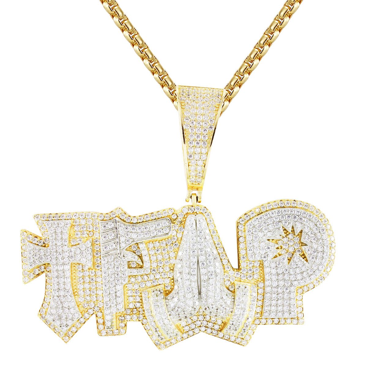 Mens Gun Trap Praying Hands Hustler Custom Designer Pendant sold by Master Of Bling product image thumbnail 3