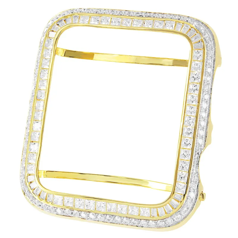 Baguette Icy Gold Tone 40MM Series 4 Apple Watch Bezel sold by Master Of Bling