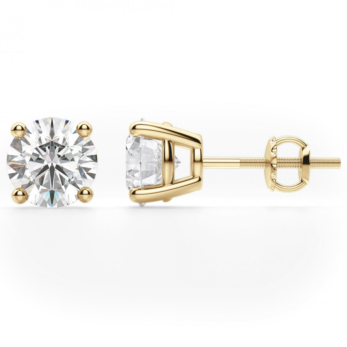 14K Gold 3.5Ct Solitaire Round Cut Moissanite Diamond Earrings sold by Master Of Bling product image thumbnail 2