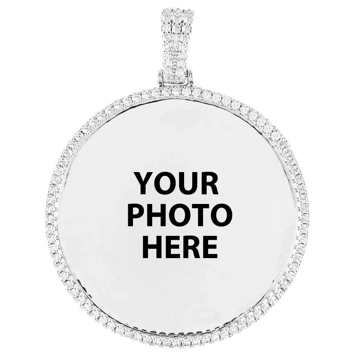 One Row Icy Circle Picture Memory Gift Photo Pendant Chain sold by Master Of Bling