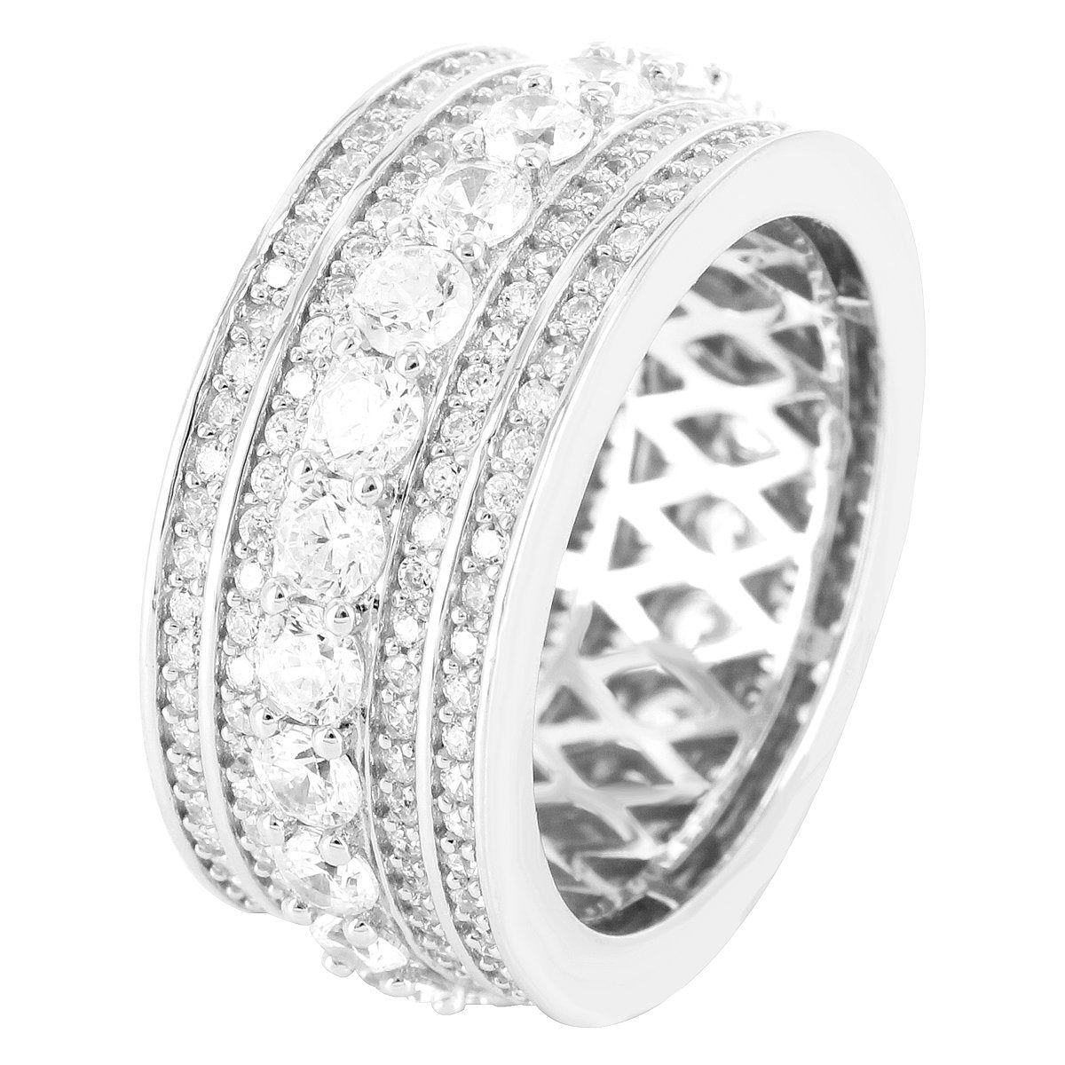 Sterling Silver 3D Solitaire Bling Men's Wedding Ring Band sold by Master Of Bling