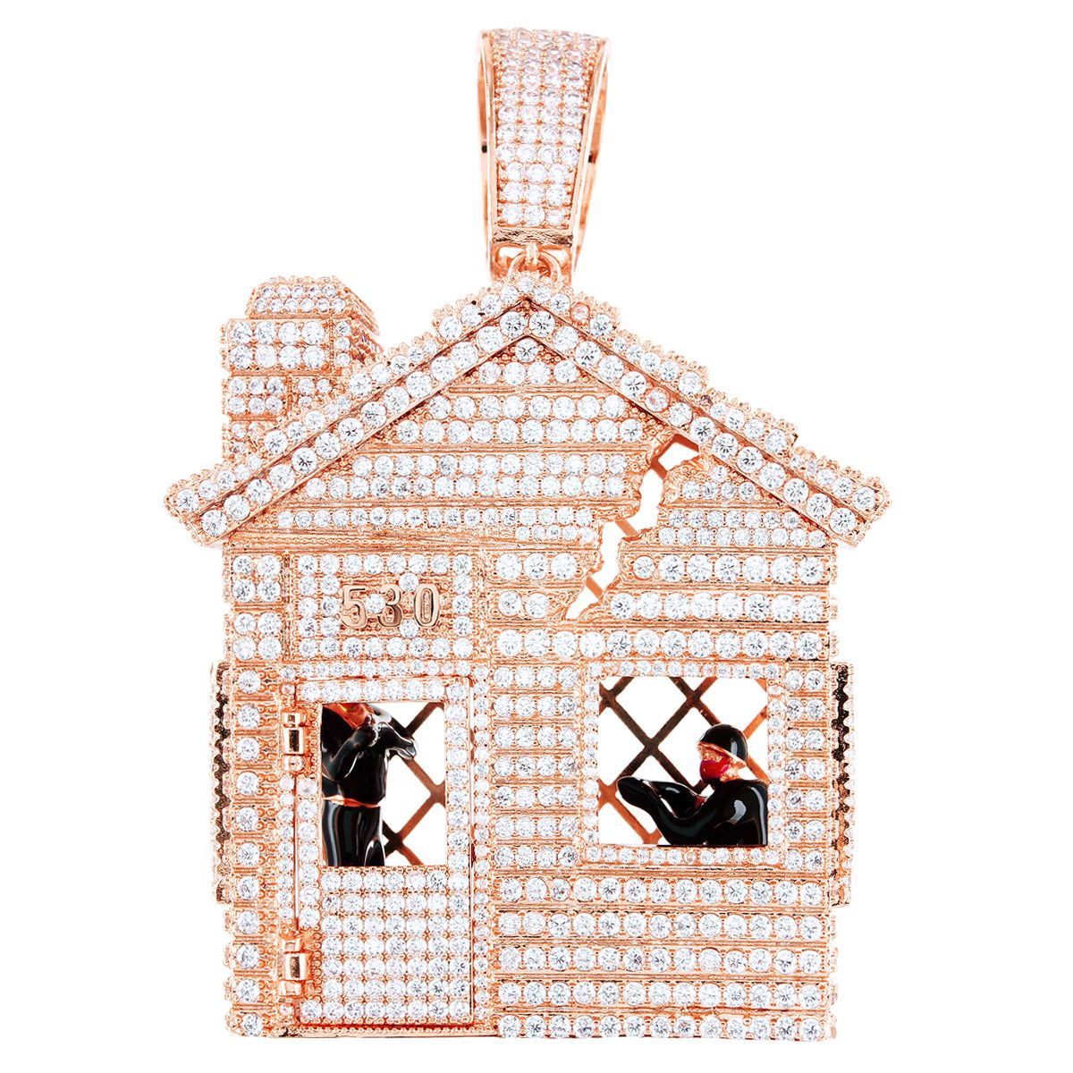 Mini Trap House Army 14k Rose Gold Tone Hip Hop Pendant sold by Master Of Bling