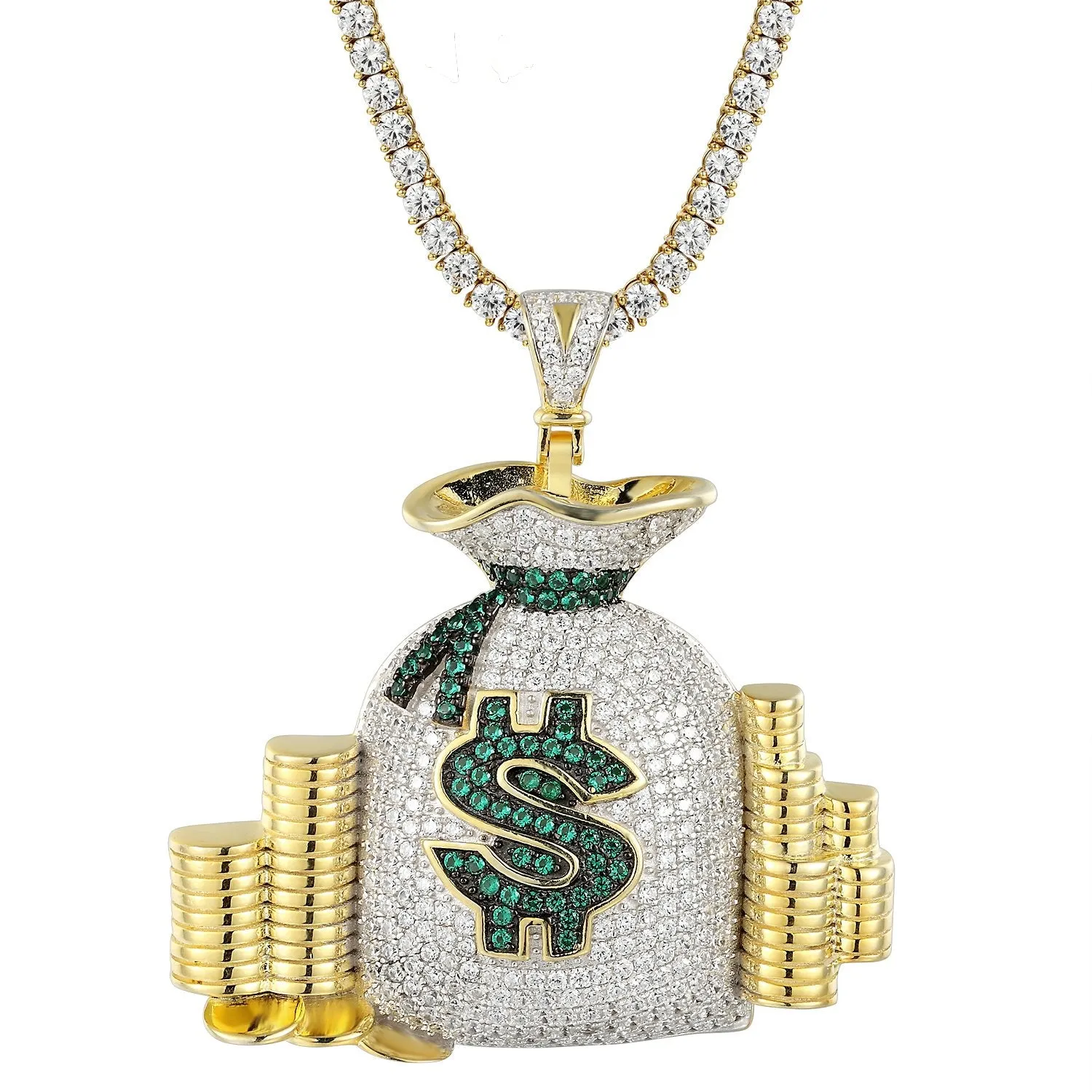 Sterling Silver Money Bag Bling Cash Coins Pendant sold by Master Of Bling product image thumbnail 2