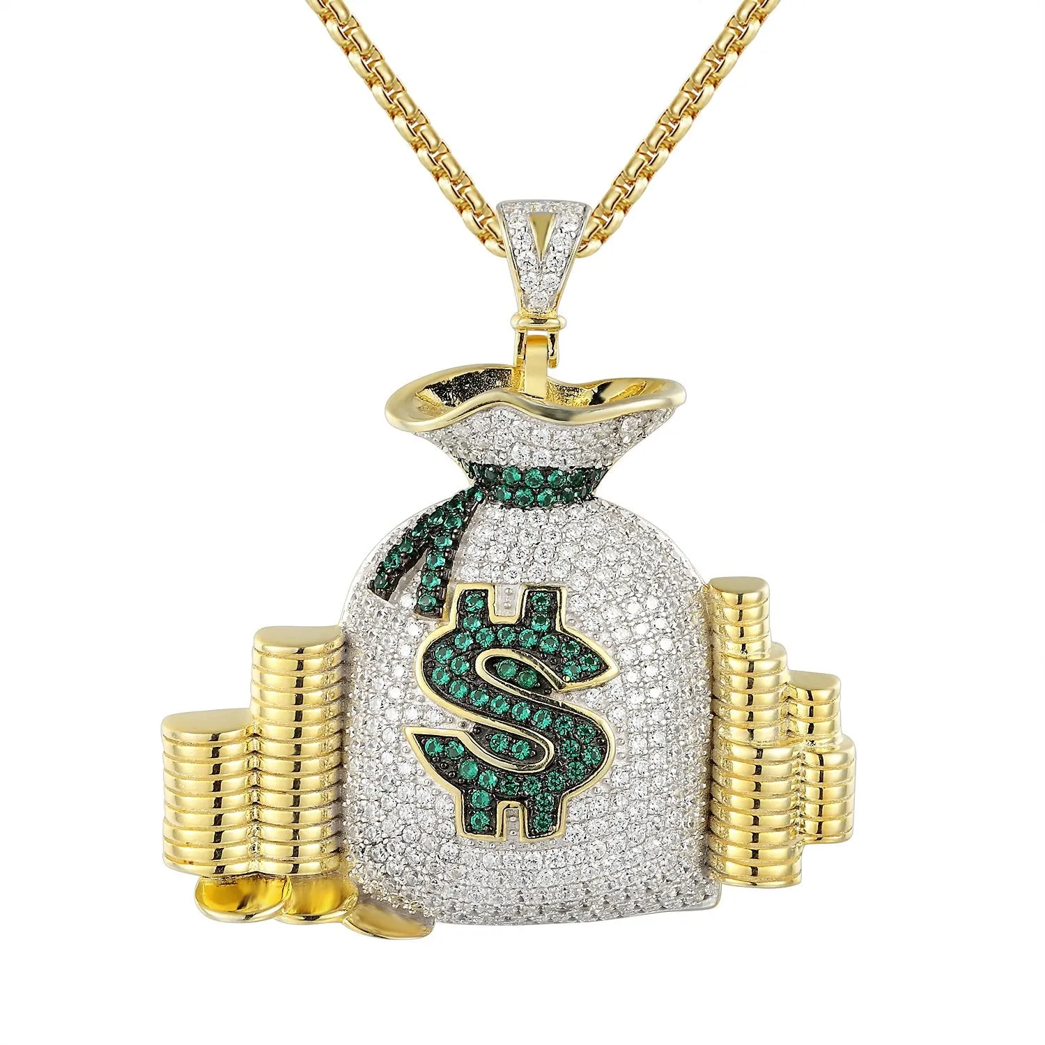 Sterling Silver Money Bag Bling Cash Coins Pendant sold by Master Of Bling