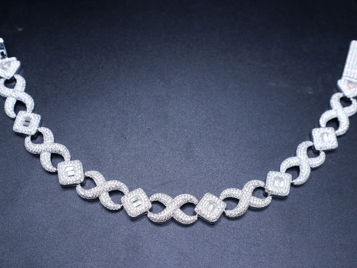Silver Moissanite Baguette Diamond Designer Infinity Bracelet sold by Master Of Bling product image thumbnail 2