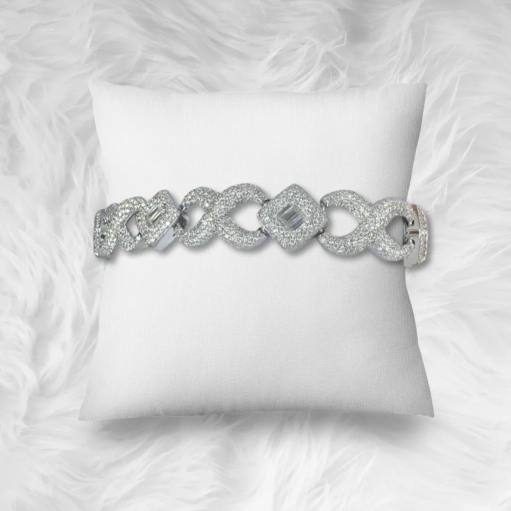 Silver Moissanite Baguette Diamond Designer Infinity Bracelet sold by Master Of Bling