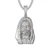 14K White Gold Tone Jesus Christ Religious Custom Men's Pendant sold by Master Of Bling