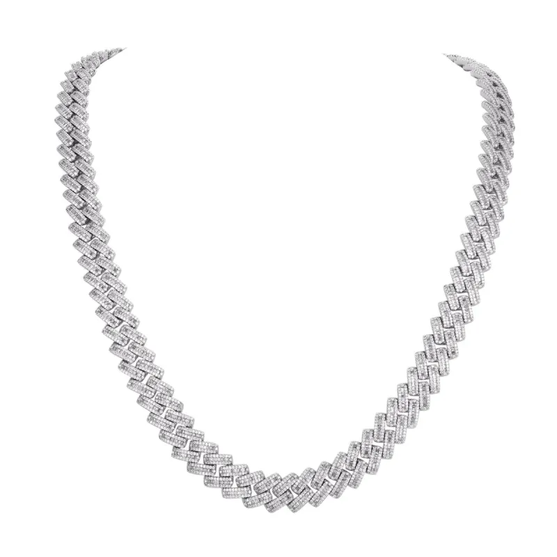 Sterling Silver Baguette Icy Square Link Custom Miami Cuban Chain sold by Master Of Bling