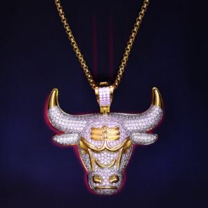 Men 925 Silver  Hip Hop Chicago Bulls Football team Pendant 24" free Box Chain sold by Master Of Bling