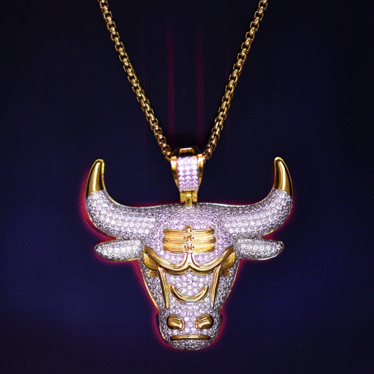 Men 925 Silver Hip Hop Chicago Bulls Football team Pendant 24" free Box Chain sold by Master Of Bling