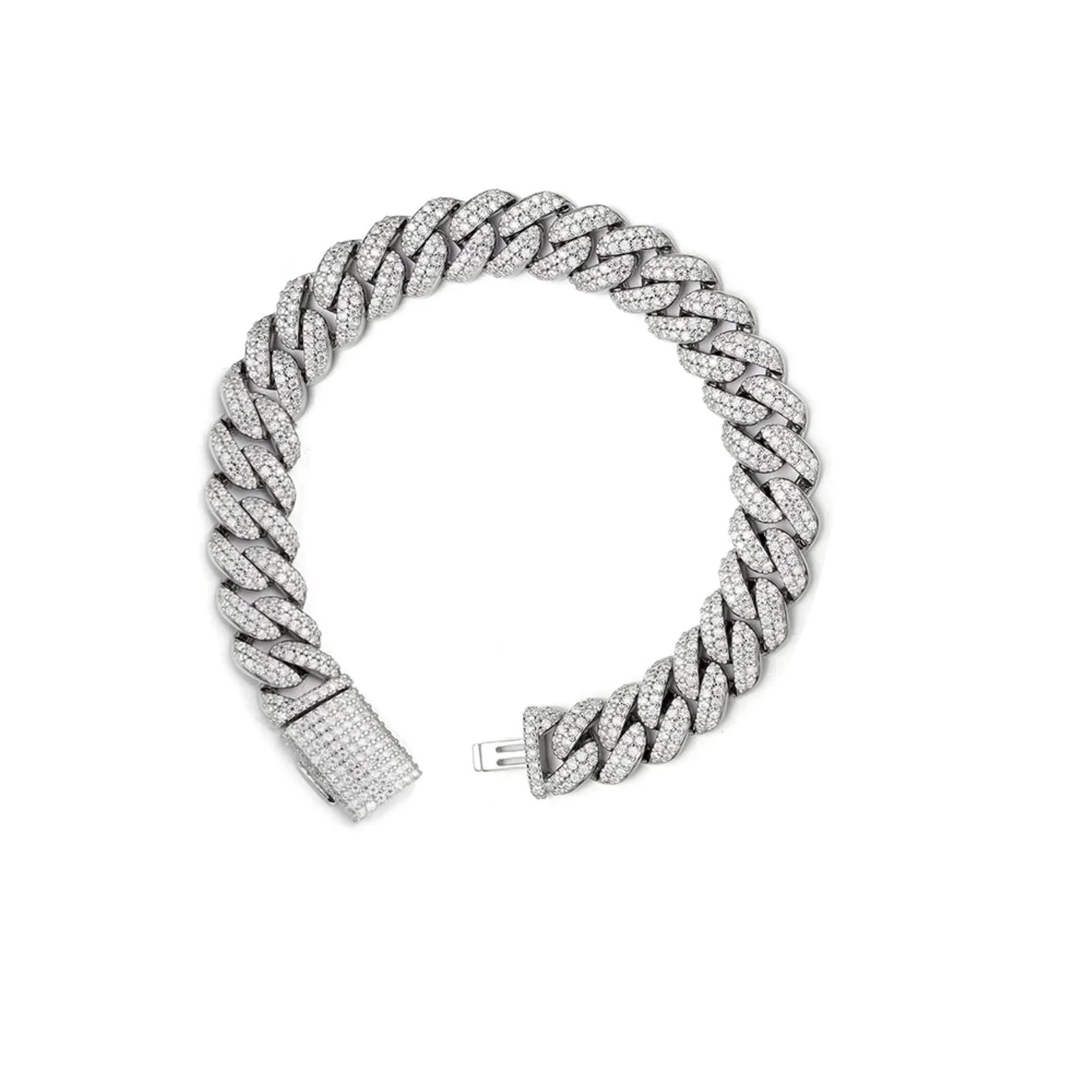 10MM Moissanite Diamond Miami Cuban Iced Sterling Silver Bracelet Mens Sizable sold by Master Of Bling product image thumbnail 2