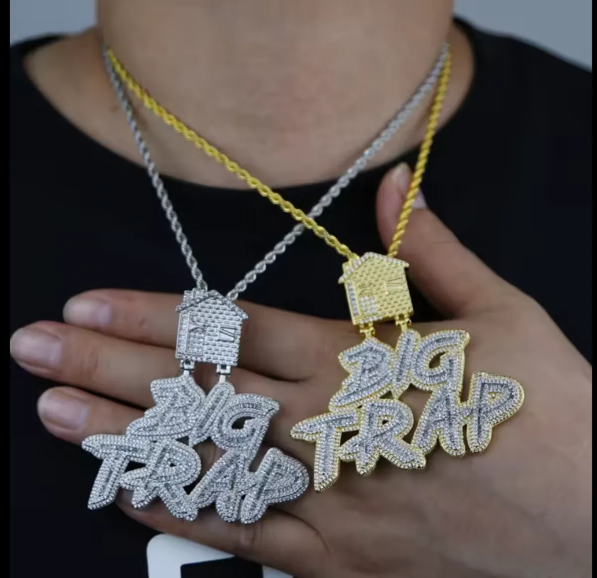 Custom Big Trap Moissanite Diamond Pendant Personalized Jewelry sold by Master Of Bling product image thumbnail 4