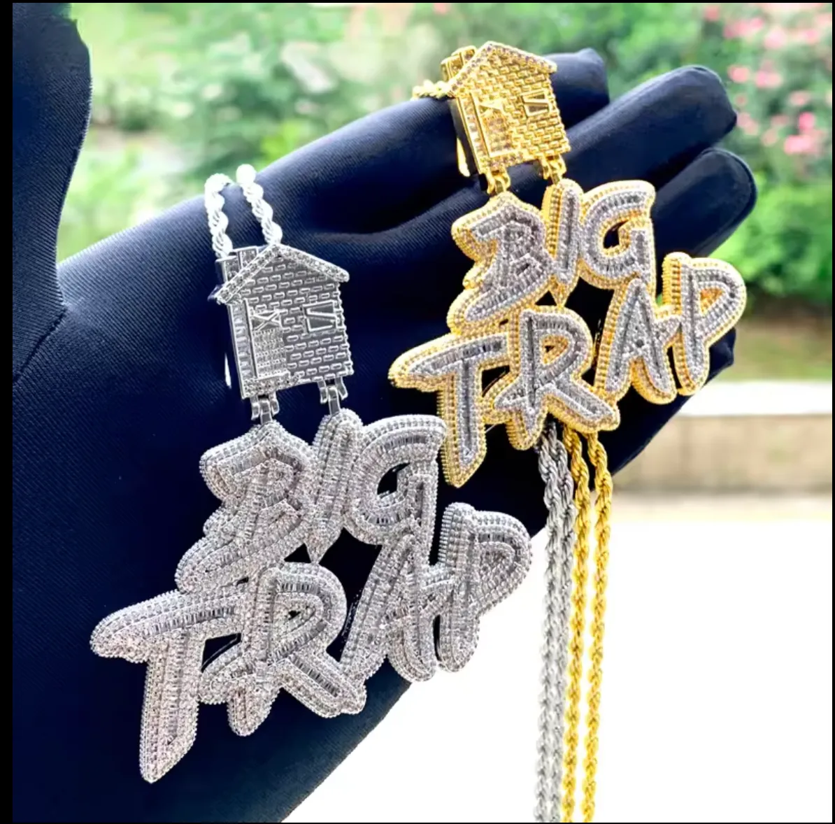 Custom Big Trap Moissanite Diamond Pendant Personalized Jewelry sold by Master Of Bling