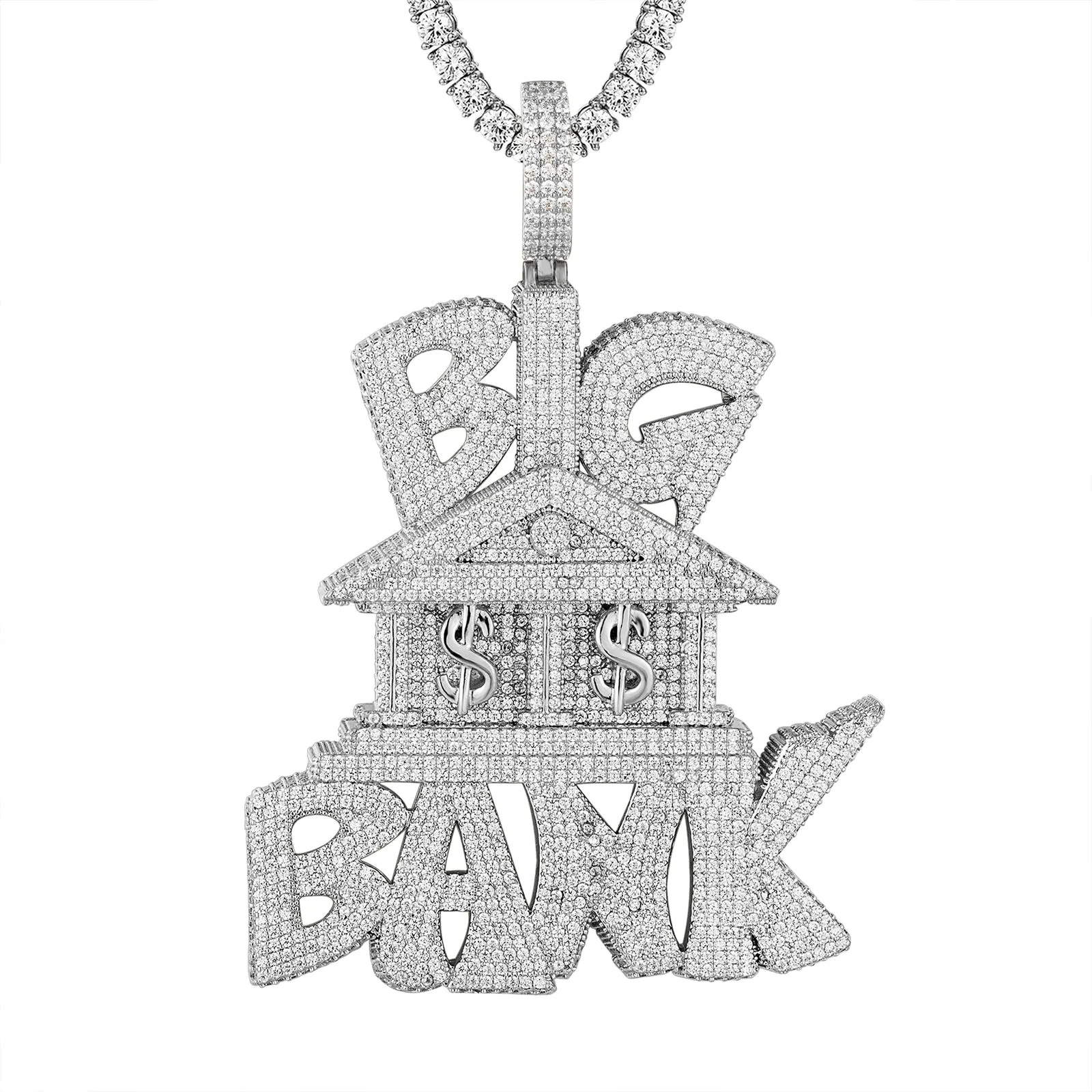 Sterling Silver Money Dollar Big Bank Icy Hip Hop Pendant sold by Master Of Bling product image thumbnail 2