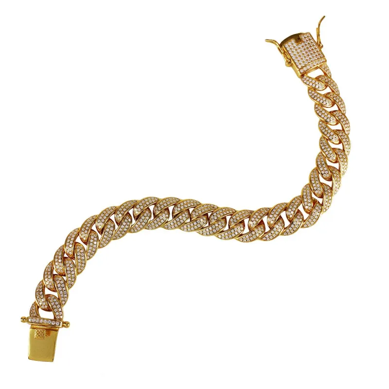 Custom Moissanite Diamond .925 Icy Miami Cuban Bracelet sold by Master Of Bling