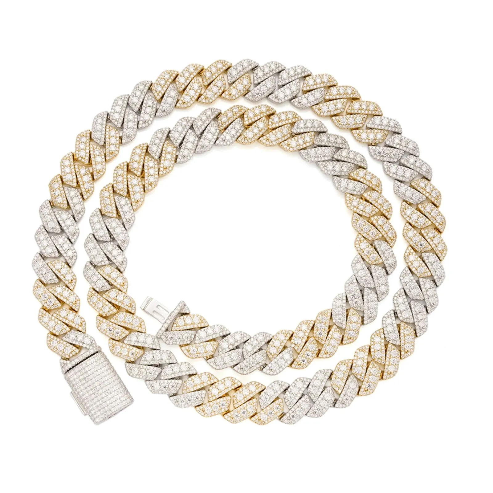 Moissanite Cuban Chain 12mm 925 Silver Gold (14"-40") sold by Master Of Bling product image thumbnail 2