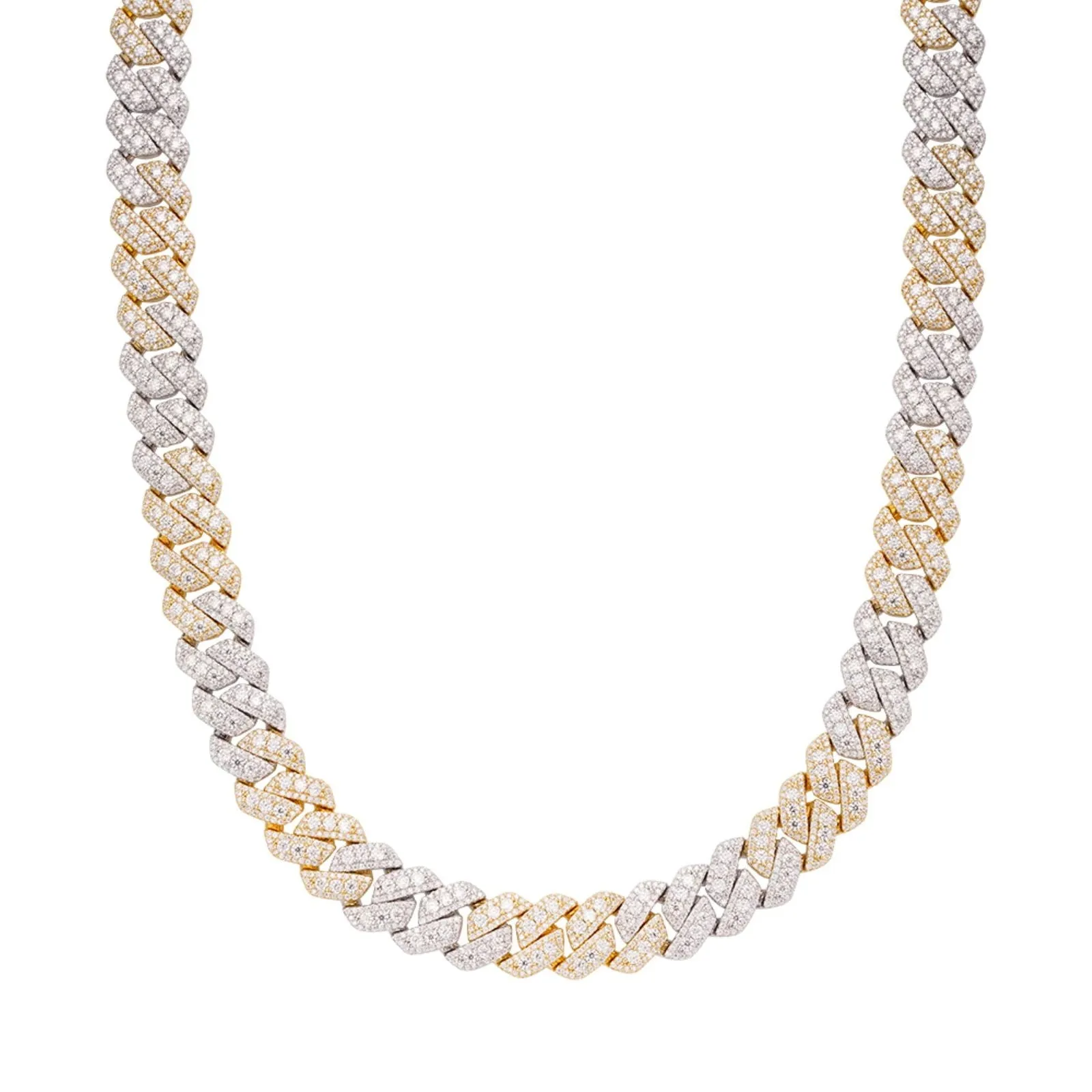 Moissanite Cuban Chain 12mm 925 Silver Gold (14"-40") sold by Master Of Bling
