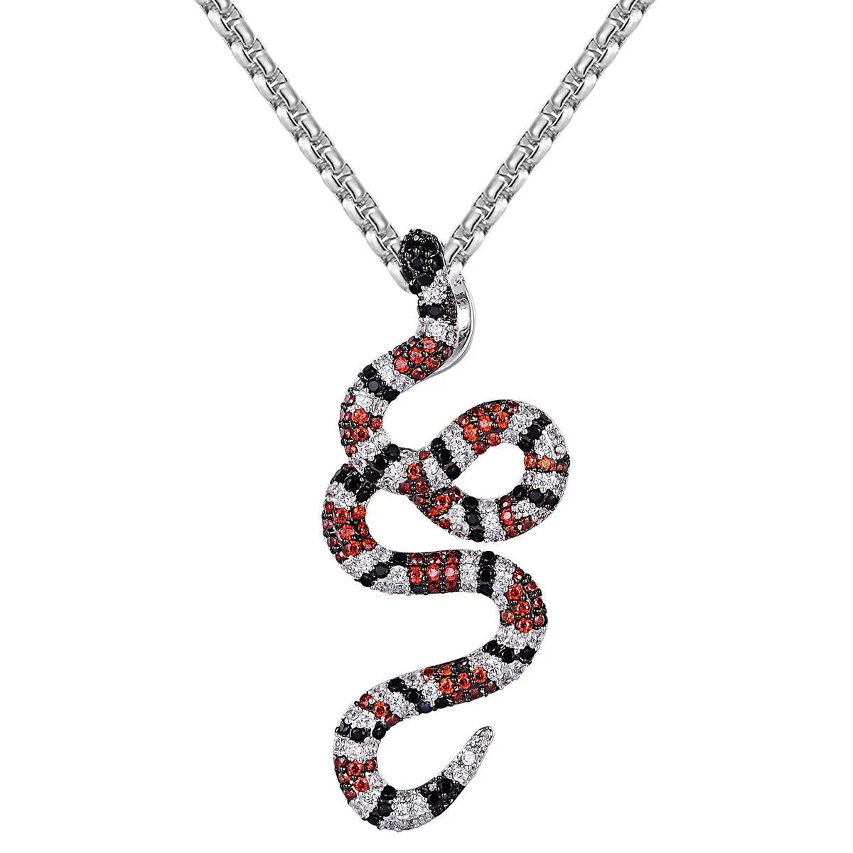 Men's Custom Snake Luxury Logo Silver Pendant Chain sold by Master Of Bling