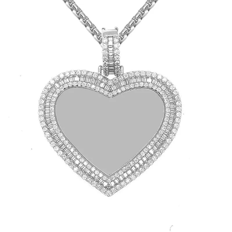 Heart Picture Memory Moissanite 2.26 CTW Sterling Silver Pendant sold by Master Of Bling
