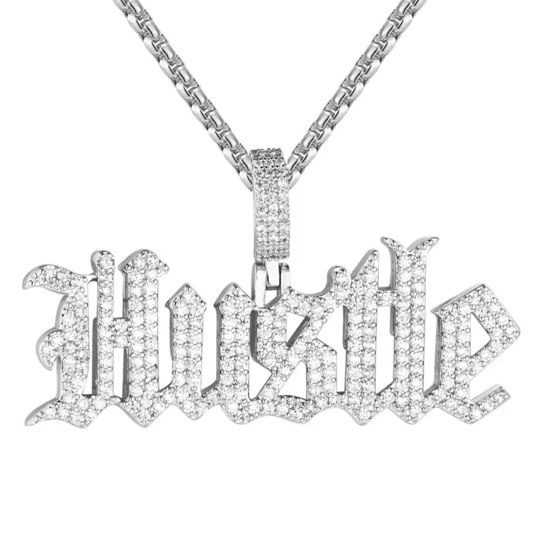 VVS Moissanite 2.12 CTW Hustle Sterling Silver Hip Hop Pendant sold by Master Of Bling