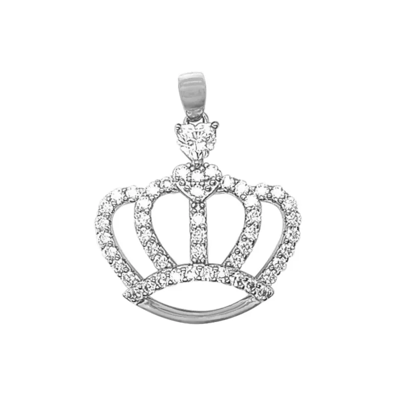 Moissanite 0.70 CTW Designer Crown Sterling Silver Pendant sold by Master Of Bling