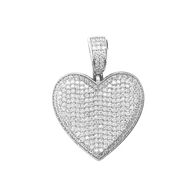 Sterling Silver VVS Moissanite 4.19 CTW Love Heart Pendant sold by Master Of Bling