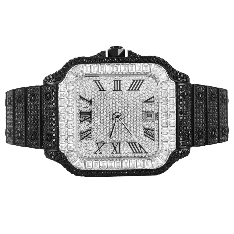 Stainless Steel Black White Bezel Roman Dial Luxury Mens Watch sold by Master Of Bling