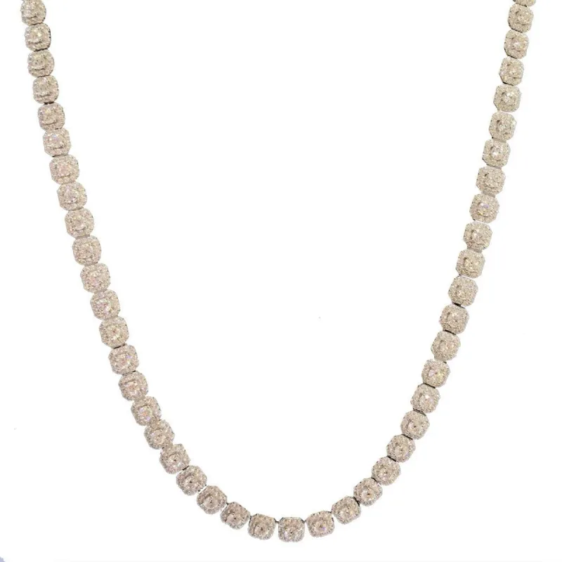 925 Sterling Silver VVS Moissanite White Gold Tone Designer Chain made by Master Of Bling