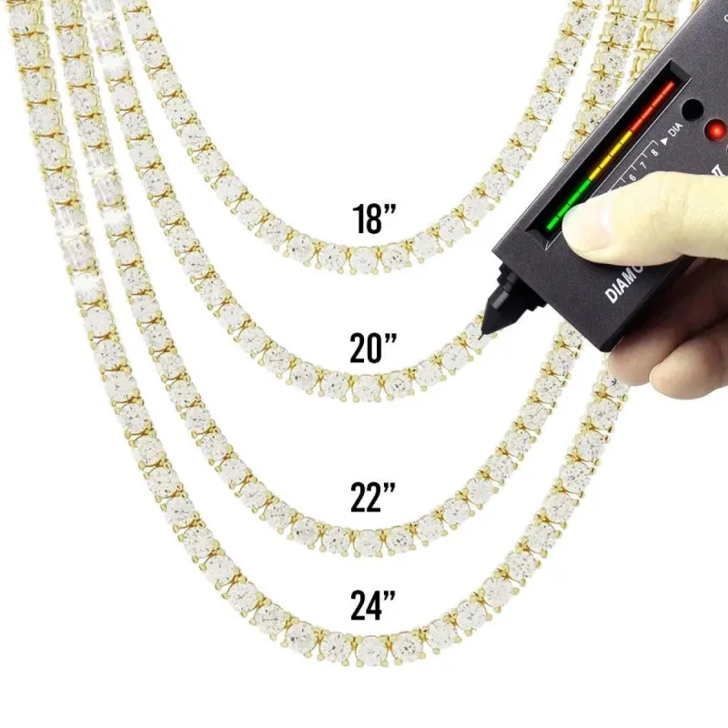 Moissanite .925 Silver 3mm VVS Tennis Chain Gold Tone sold by Master Of Bling