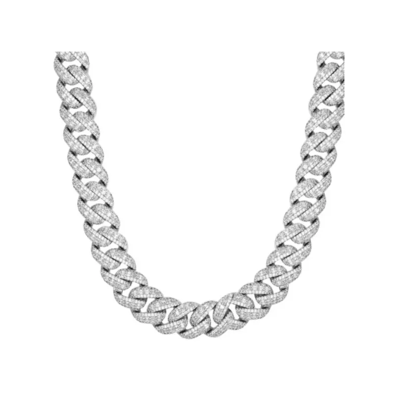 925S VS Moissanite 14mm Miami Cuban Link Prong Chain Iced Hip Hop 20" sold by Master Of Bling